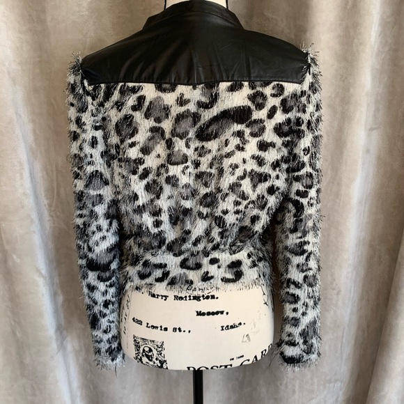 Extra Belleza Faux Leather Trim Animal Print Jacket Fashion M - Picture 10 of 16